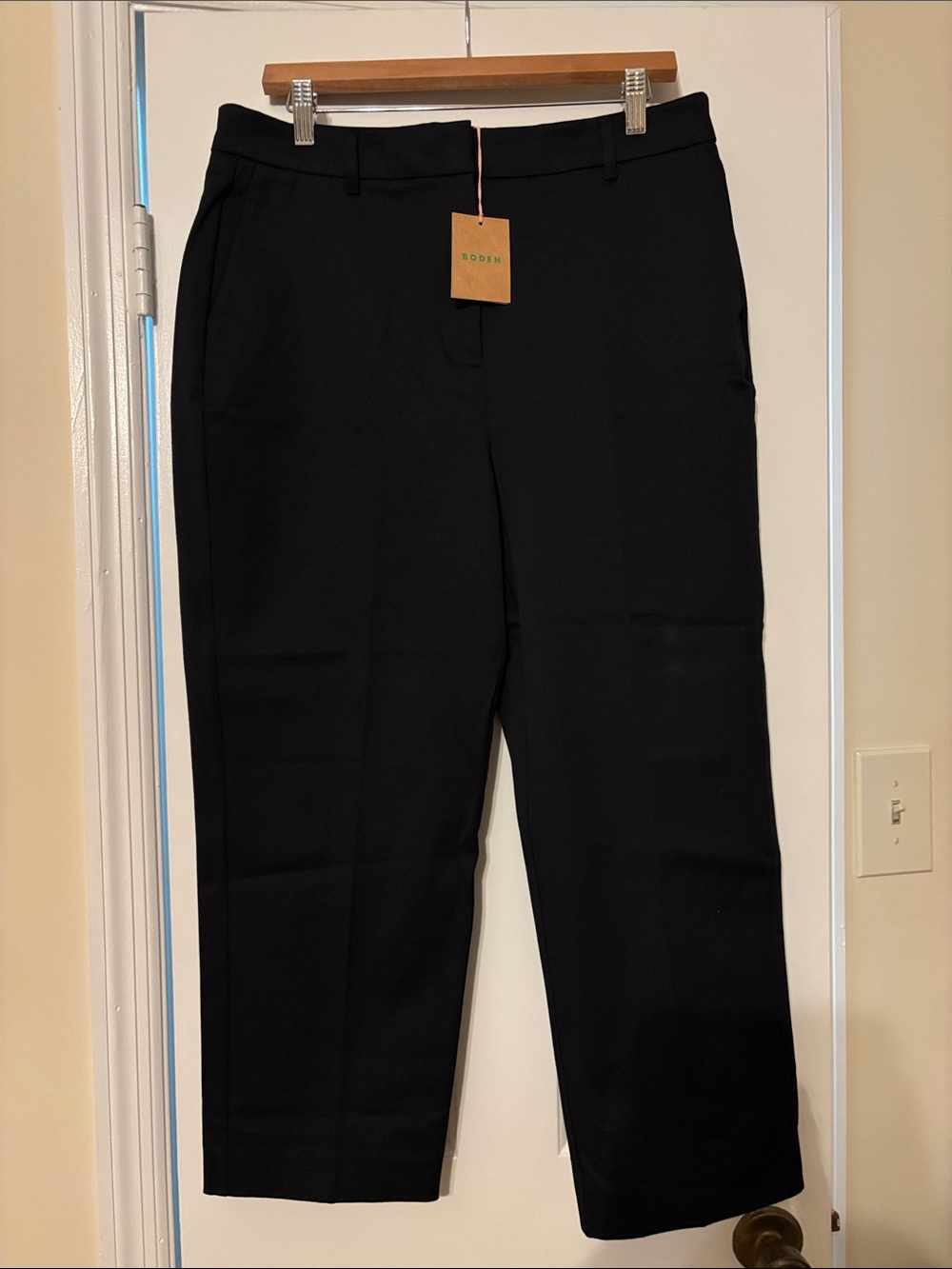 Boden Black Straight-Leg Tailored Trousers